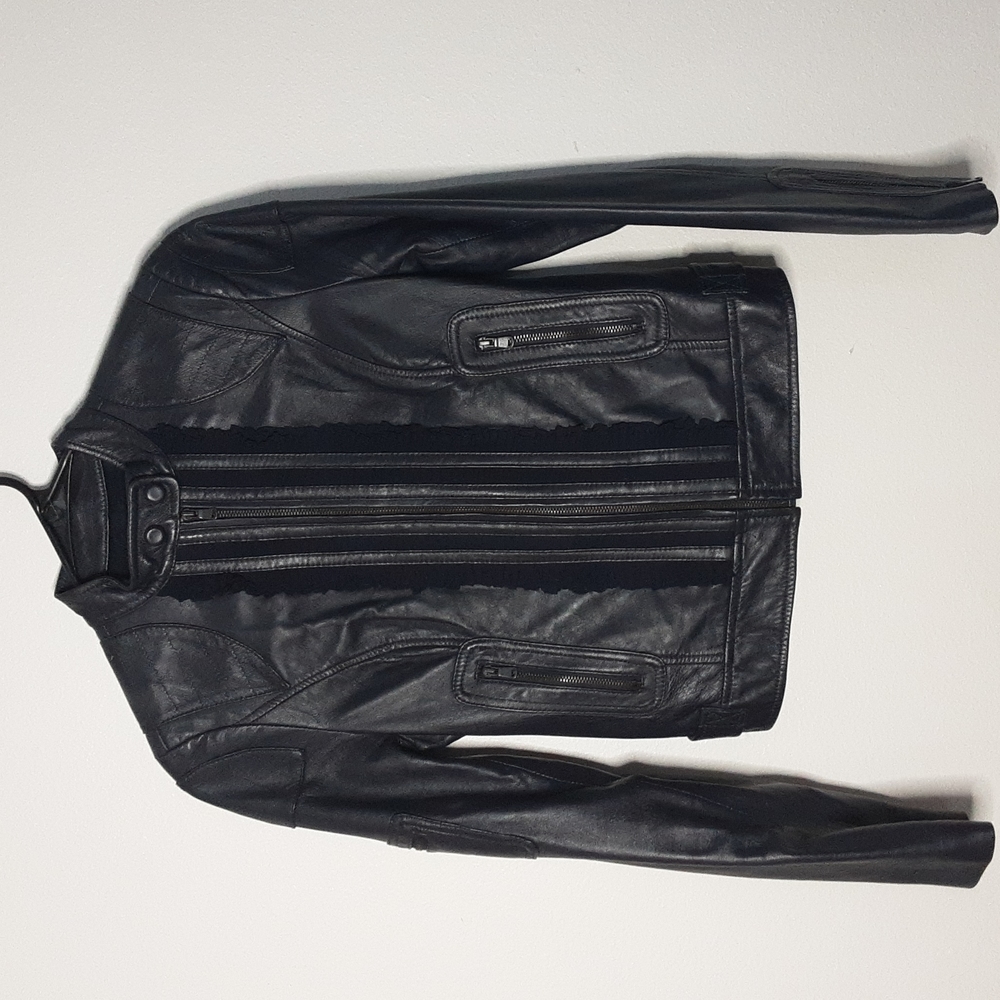 Paige Black Label Navy Leather Jacket XS
